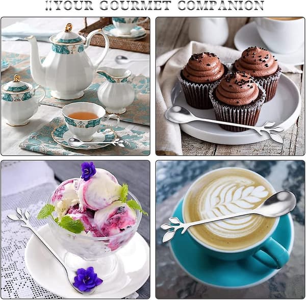 Kaffeske / 12 stk. Miniskeer / Dessert Skeer Til Kaffe, Te, Pudding / Rustfrit Stål / Sølv