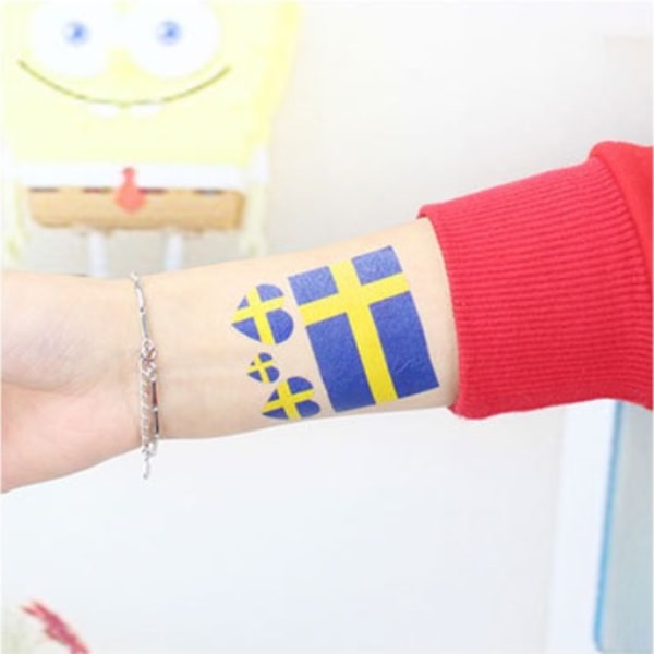 Pakke med 10 Lille Flag Face Sticker Vandtæt engangs tatoveringsmærkesæt B