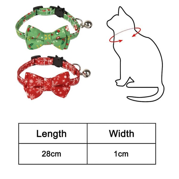 2-pack/ set julkatthalsband med söt fluga och klocka för justerbara säkerhetstillbehör för husdjur