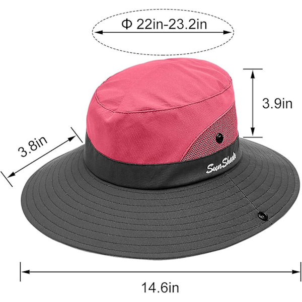 2-pack Damhatt med UV-skydd, bredbrättad Boonie-hatt, hopfällbar, för fiske och vandring Purple   Watermelon Red