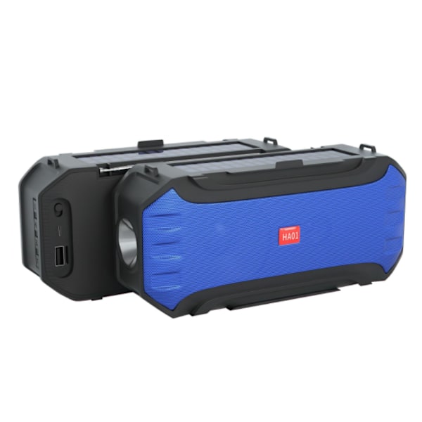 Portabel FM-radio för utomhussporter, subwoofer bluetooth-högtalare, solcellslampa bluetooth trådlös högtalare (blå)