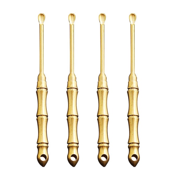 4pcs Ear Spoons Retro Brass Creative Hanging Decorations Spoon Buckles Ear Picks Copper Tools