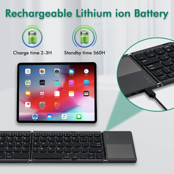 Trådlöst Bluetooth ultratunt vikbart tangentbord Sliver Upgraded Version