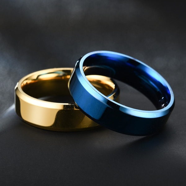 Bred anti-rust mænd Ring rustfrit stål Simpel udsøgt forlovelsesring mode smykker Blue US 7