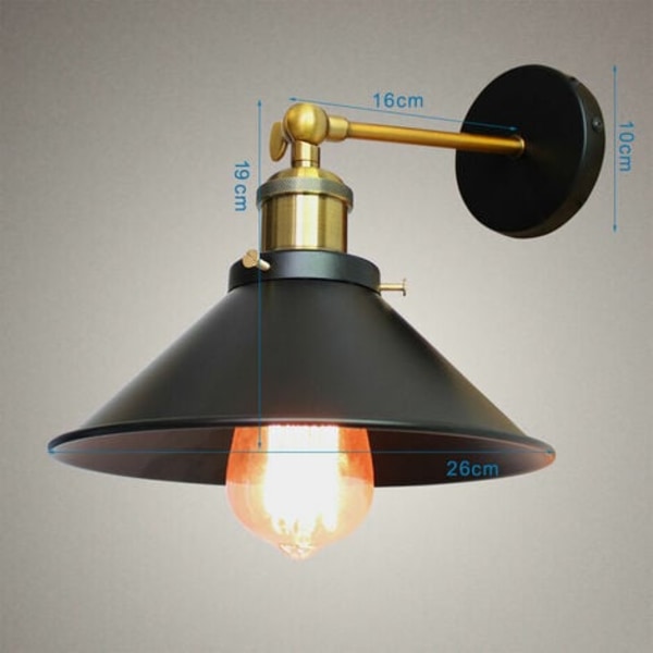 Metallvegglampe Taklampe E27 Justerbar Skjerm for Stue Gang Svart - Svart