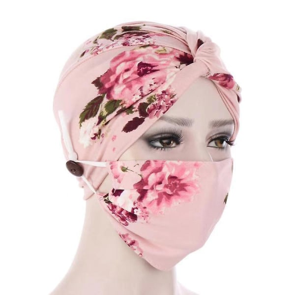 Hodeplagg Maske Sett Mote Trykk Hår Deksel Wrap Turban Hodeplagg Beanie Hode Wrap For Kvinner Ny 1