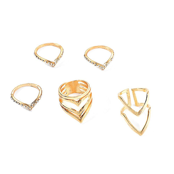 5/8 stk Boheme Kvinders Kunstige Perle Rhinestone Åben Finger Ring Justerbar Smykke 2