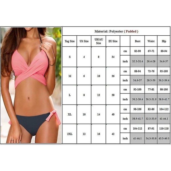 Bikiniset för kvinnor med halterneck och push-up, sommarstrandkläder, badkläder Pink-A S