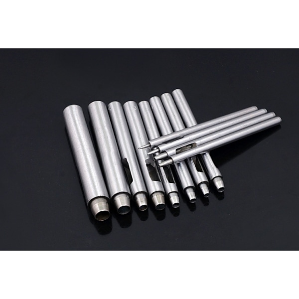 Stansverktyg, Smalt Rakt Munstycke och Runt Stansmunstycke, Helstålstans, DIY Läderverktyg (5 Stycken, 0,5 mm, 0,8 mm, 1 mm, 1,2 mm, 1,5 mm),