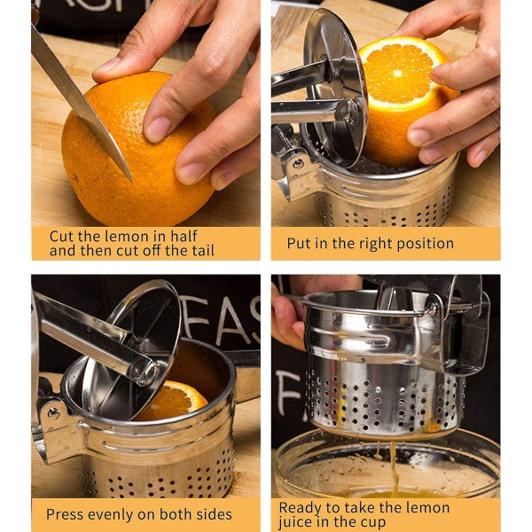 Ny manuel juicer, gør-det-selv rustfrit citrus ekstraktionsværktøj, bærbar citronpresser, hurtig/effektiv ekstraktion til indendørs udendørs (l)