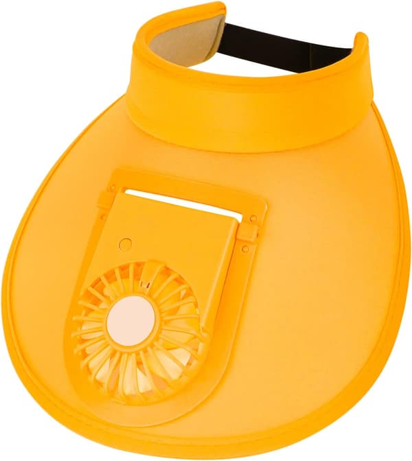 Gul-28*28cm-Solhatt för damer med USB-fläkt, tom solhatt