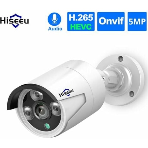 5MP Super High Definition POE Security Camera with Audio Motion Detection Night Vision Remote Access IP66 Waterproof