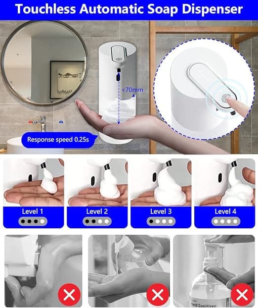 400 ml skumsæbedispenser, vægmonteret automatisk sæbedispenser