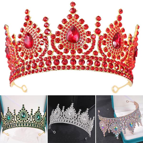 Alloy Rhinestone Crown Point Diamond Halvsirkel Hodebånd Bryllupstilbehør Multicolour