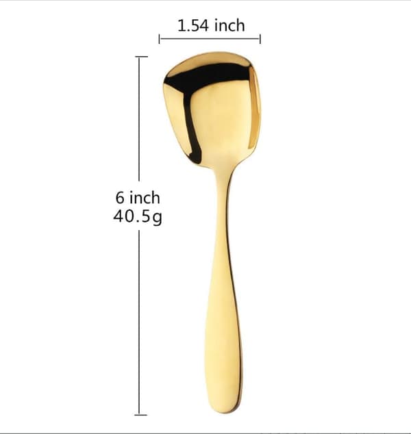Sæt med 8 farverige dessert- og suppe-/kaffeeskeer i rustfrit stål