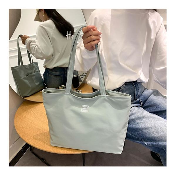 Dametasker i Canvas - Skuldertaske, Tote Bag, Strandtaske (Grøn)