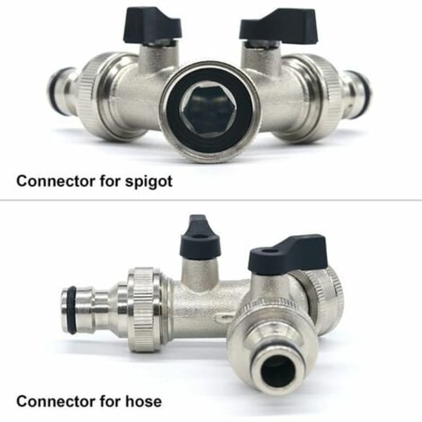 Hageslange Splitter, 2-veis hagekran 3/4\" Y-slangekobling for utendørs kran med koblinger og skiver