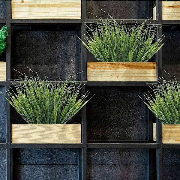 6 stk. kunstig grøn plante simulation græs 7 plastik gafler grøn hvedegræs kryptering 7 gafler 98 blade,