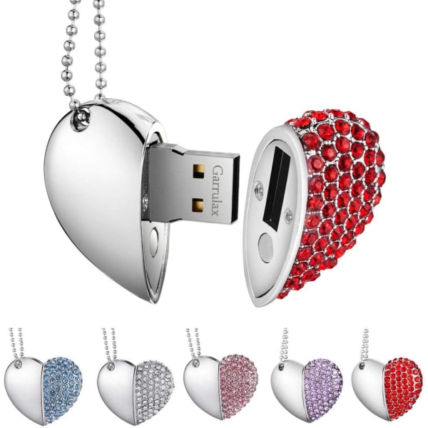 Hjärtformad U-skiva (64 GB rött diamanthjärta),