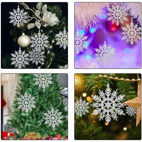 20 stk. juledekorative snefnug til juletræ - Diameter: 10 cm - Sølv
