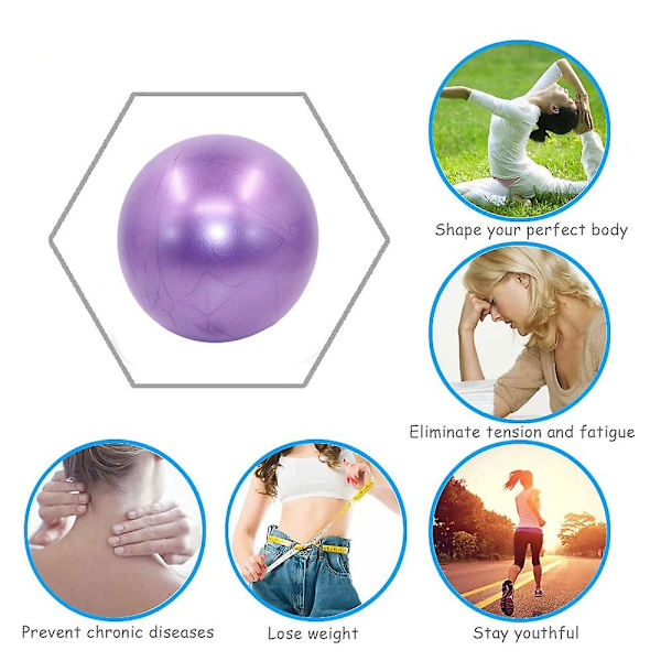 Mini Jooga- ja Pilates-pallo Stabiilisuusharjoitteluun, Kuntosali, Anti-Purskahdus ja Liukumaton Purple