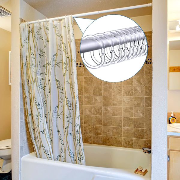 Piao 30-pack Duschdraperiringar Gardin C-ringar Hängare Badrumsdraperi Loop Clip Slide (transparent) Colorless