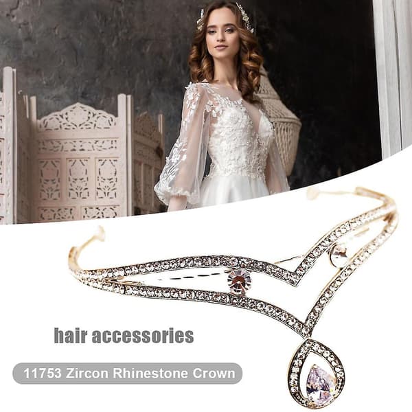Zirkon Kvinne Krone Legering Rhinestone Bryllup Hår Tilbehør Bryllup Tiara