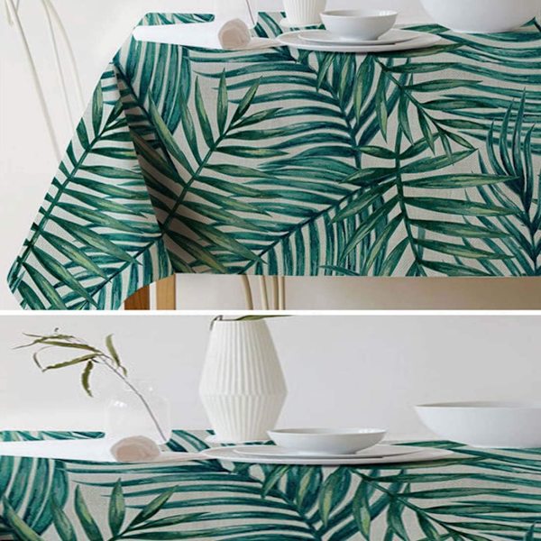 Grønn plante duk Lin duk Lett å vedlikeholde Bordduk Bordløper Vinklet Mange størrelser Fargevalgbar 140×160cm Ark-A