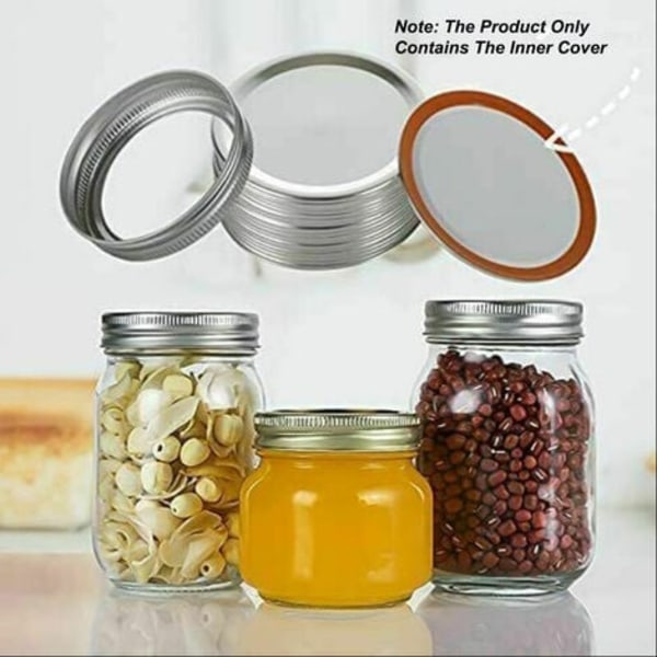 100 st Canning Lids Regular Mouth Inner Lid 70mm Metal Leak Proof Mason Jar Lid med Leak Proof, Modell: Silver 100 st