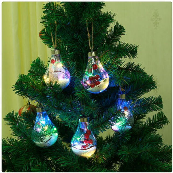 6-pack Klart LED-julgranskulor Hängande Ornament för Julgran, Bröllop, Fest, Födelsedag