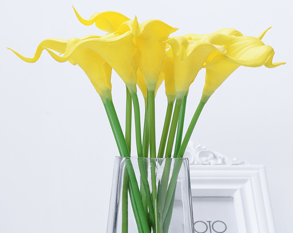 10 stk. gule calla lily kunstige blomster,