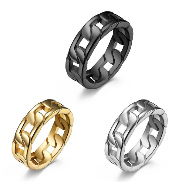 Hiphop-inspirerad Fingerring Kedjeformad Design Svårt Att Bryta Smycken Unisex Twist Ring För Fest Black US 8