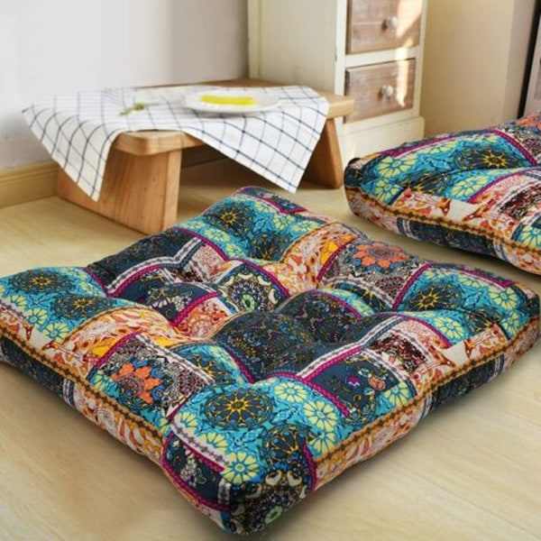 Turkos meditationskudde för golv, fyrkantig bohemisk mandala bomull linne indisk  kudde för yogaliv 82da | Fyndiq