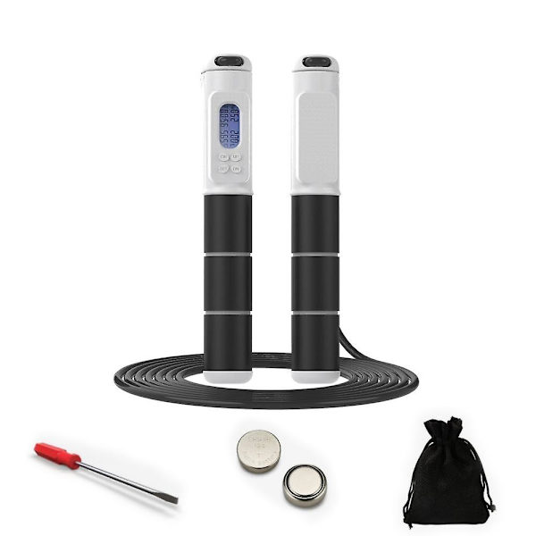 Hopprep, justerbar digital räknare hopprep för fitness, träning, träning, boxning, gym Black And White