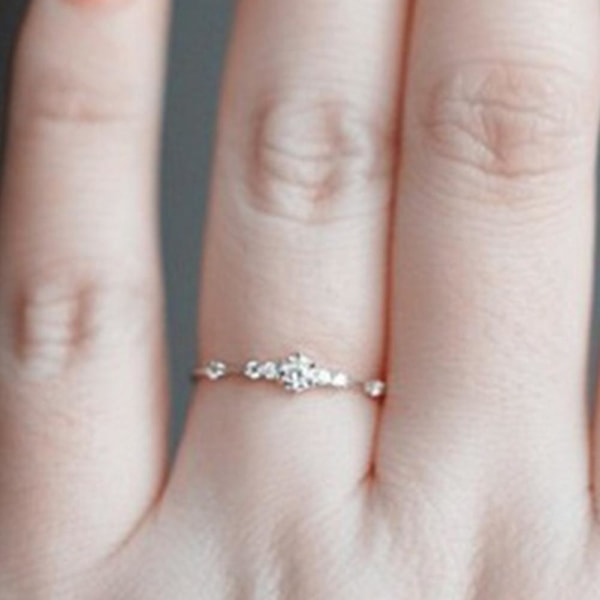 Kvinder Mode Rhinestone Indlagt Bryllup Engagement Finger Ring Smykker Gave Gold Us9