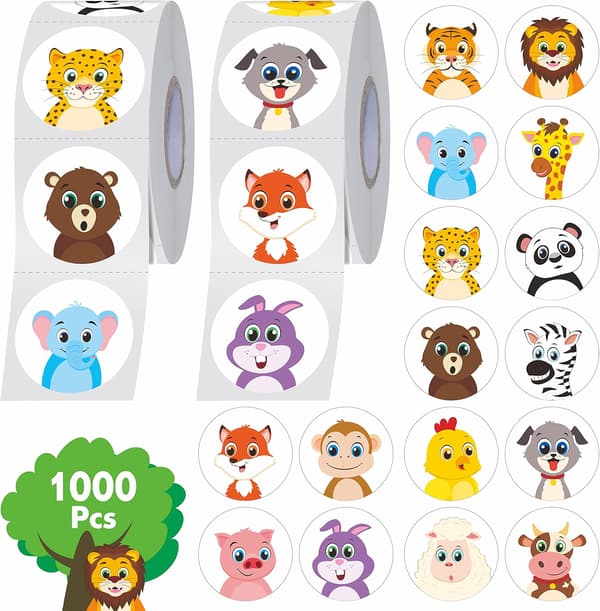 1000 Pyöreää Eläintarrastickeria, 16 Suloista Maailmaneläintä