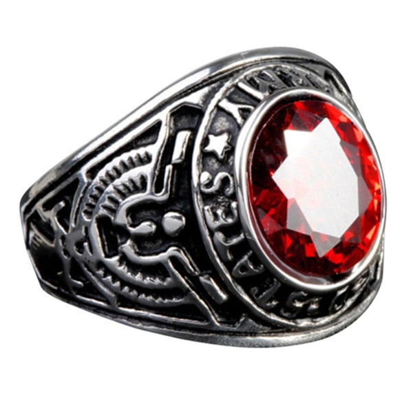 Punk Ring Oval Form Inlagd med Strass Klassisk Punk Ring för Fest Red 13