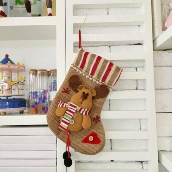 Set med 3 stilar 10\" Julgranshängande strumpa Tomte Snögubbe Presentstrumpa Juldekoration