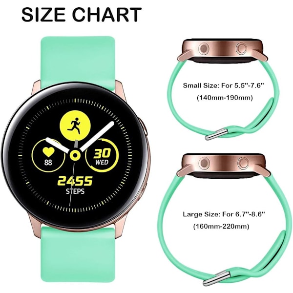Rem kompatibel med Samsung Galaxy Watch Active / Active2 40mm / 44mm, 20mm bløde silikone erstatningsremme kompatibel med Samsung Galaxy Watch 42