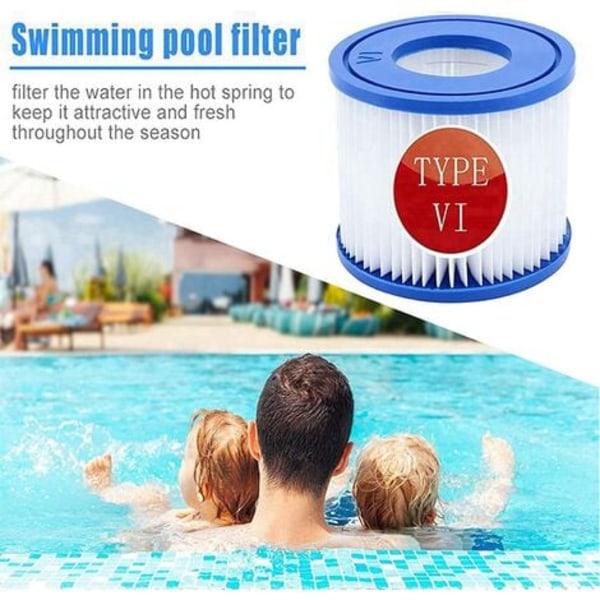 Simbassängfilterpatroner för Bestway VI för Lay-Z-Spa Miami, Set med 4 filter, Simbassängrengöringsfilter Filt