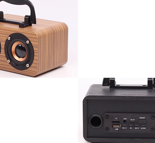 Bærbar Bluetooth-højttaler, retro enkel træhøjttaler, mini trådløs Bluetooth-højttaler (sort træåre)
