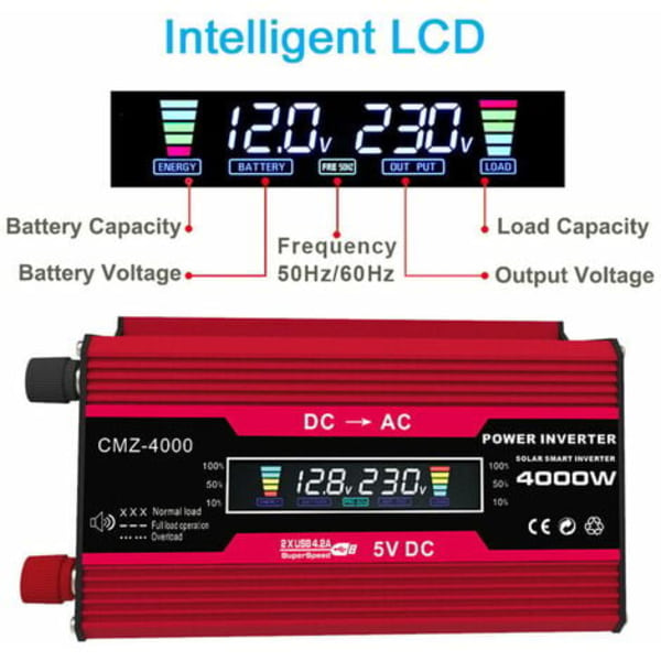 4000W Peak Power Modificeret Sinus Bølge Inverter Led Display 300W Nominel Effekt Inverter DC 12V Til Ac 110V/220V Konverter Powe