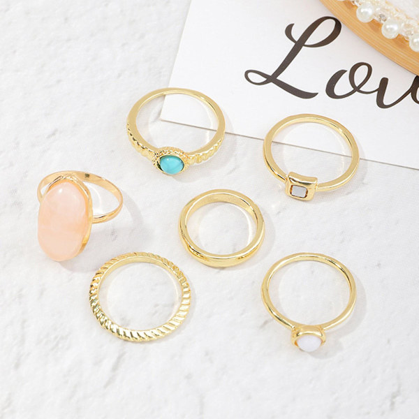6 stk Vintage Ringe Simpel Elegant Alloy Fingerringe Sæt Til Kvinder