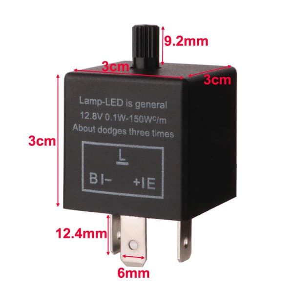1 stk 12V 3-polet Justerbar Blinkrelais til LED Blinklys
