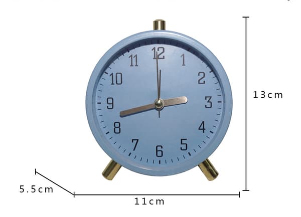 Enkel liten väckarklocka för barn hem vardagsrum tyst kvarts klocka, blå, 11*5.5*13cm,