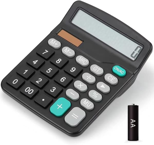 1 st. skrivbordsräknare, med AA-batteridrift, lämplig