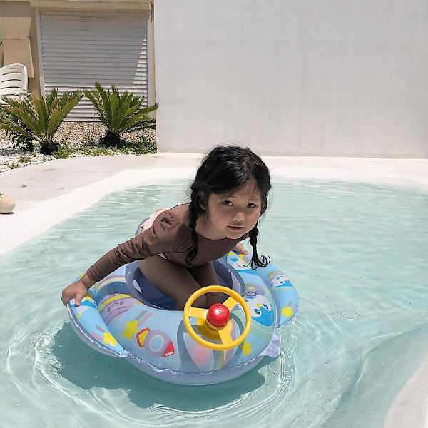 Baby oppustelig pool flydering havfrue mønster svømme flyde båd med rat horn til børn sæde spædbarn båd pool ring sommer oppustelig Penguin