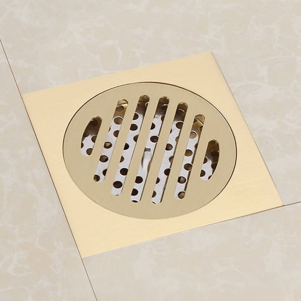 Square Floor Drain Bathroom Shower Waste Grate Brass Strainer Built Home Accessory Antique Sanitary Grade Pure Copper Fl