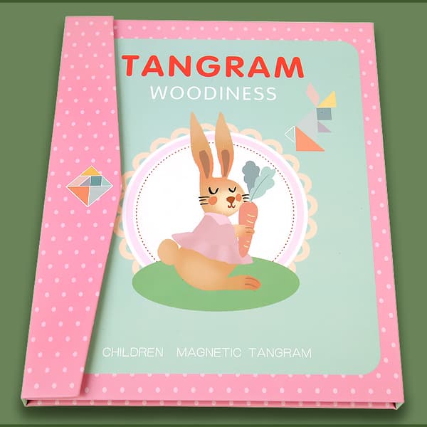 Vaaleanpunainen magneettinen tangram-palapeli,