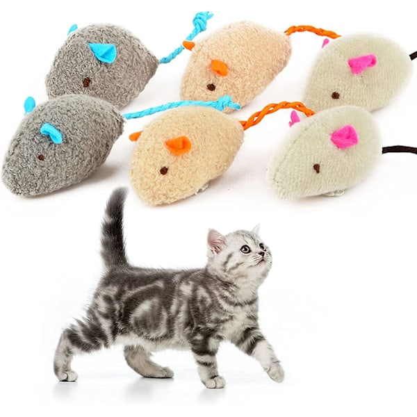 6 stycken plyschmöss leksaker för katt kattunge husdjur
